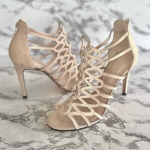 Klub Nico Gladiator Sandals Beige Nude Leather Zip Back Stilletto Cocktail 7